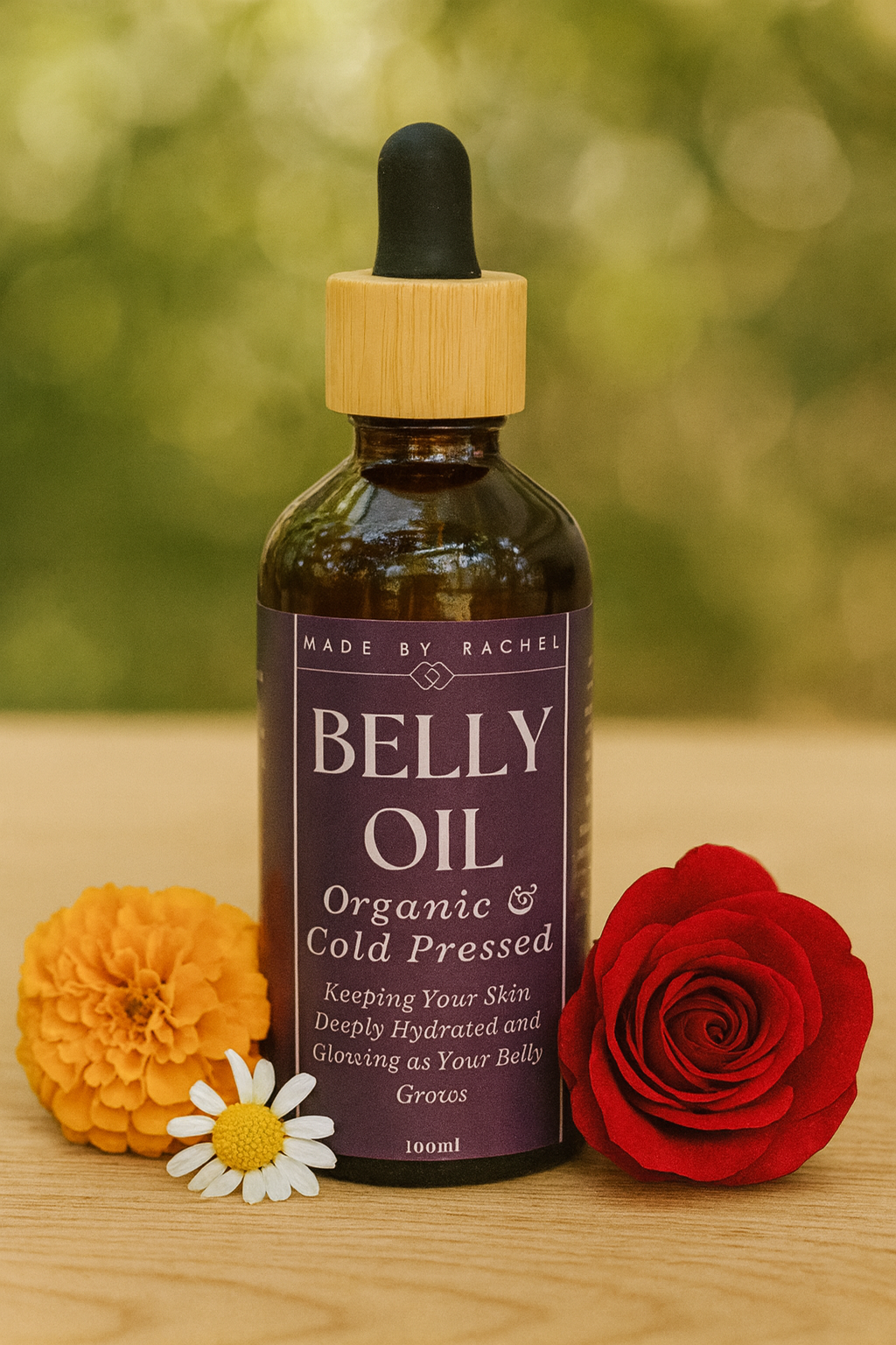 Organic Belly Oil for Pregnancy | Organic Belly Oil for Stretch Marks | Organic Oil for Stretch Mark Prevention | Pregnancy Safe Oil for Growing Bellies